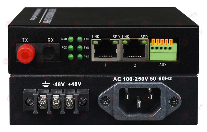 飛暢科技-1路光口轉2路千兆以太網(wǎng)電口+1路數據 光纖收發(fā)器