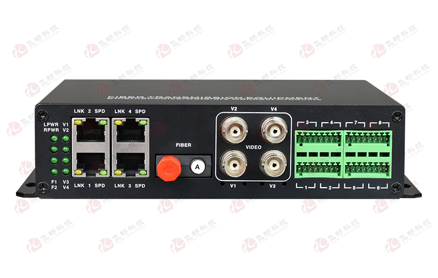 飛暢科技-4路視頻+4路百電(物理隔離)+開(kāi)關(guān)量+串口+電話(huà)光端機 專(zhuān)用光端機
