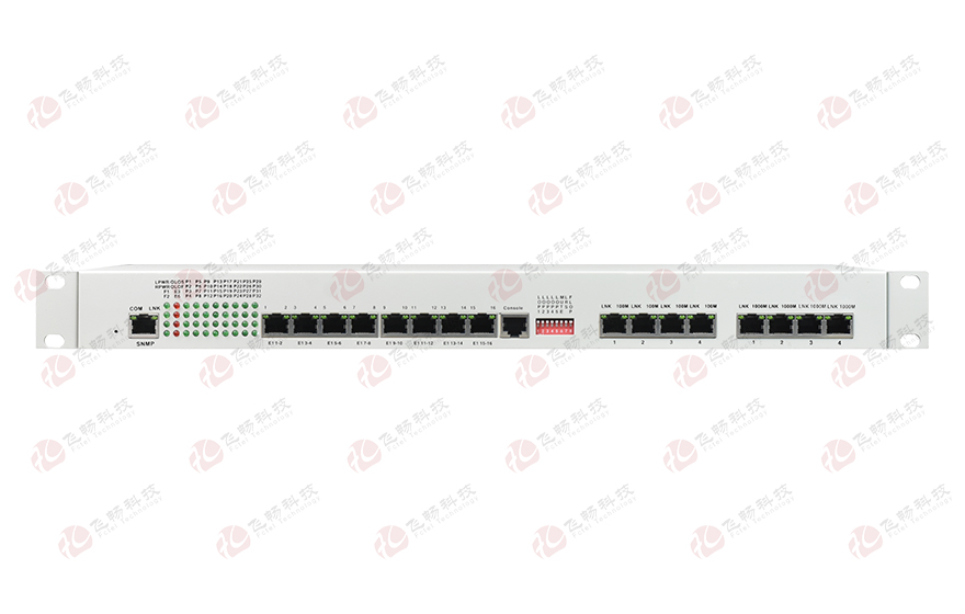 飛暢科技-32路電話(huà)+16E1+4FE+4GE+2路數據+SNMP+console（19英寸，物理隔離）電話(huà)光端機